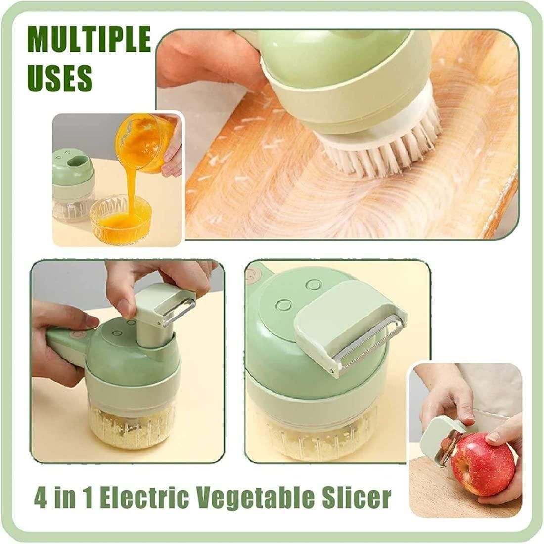 Portable Electric Vegetable Cutter Set, 4-in-1