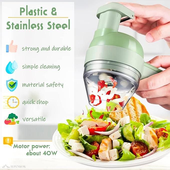 Portable Electric Vegetable Cutter Set, 4-in-1
