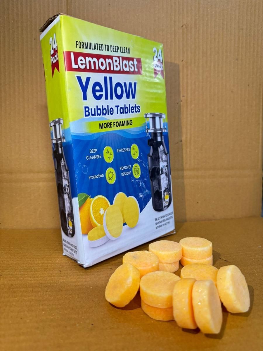 LemonBlast Yellow Bubble Tablets for flushing clogged pipes
