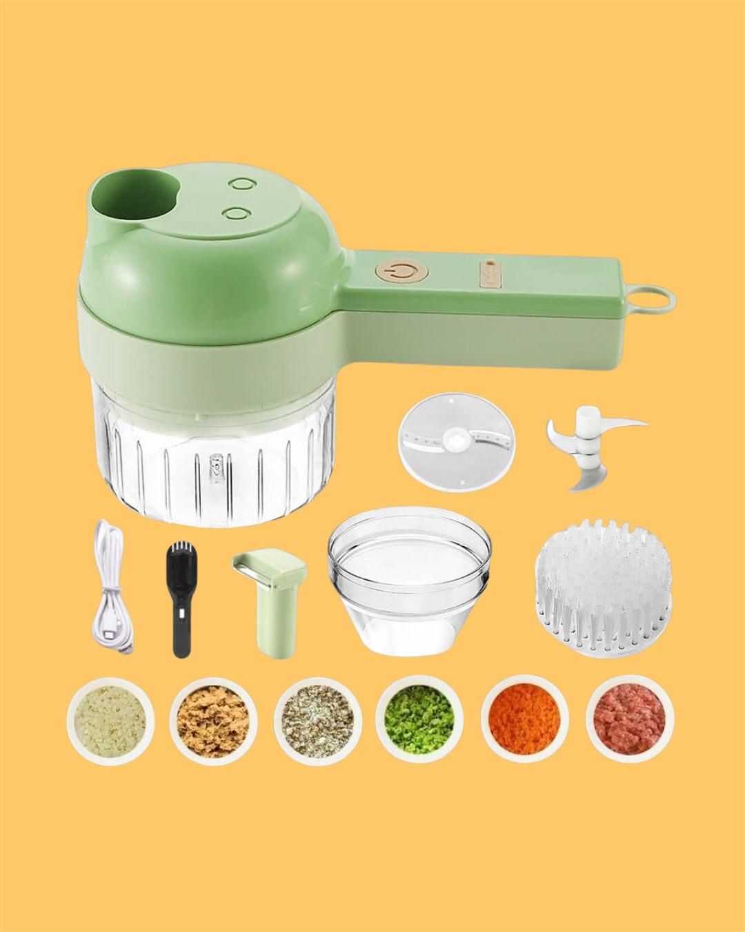 Portable Electric Vegetable Cutter Set, 4-in-1